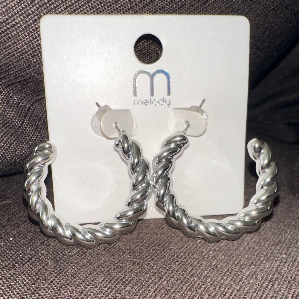 Melody Silver Twisted Hoop Earrings - Silver